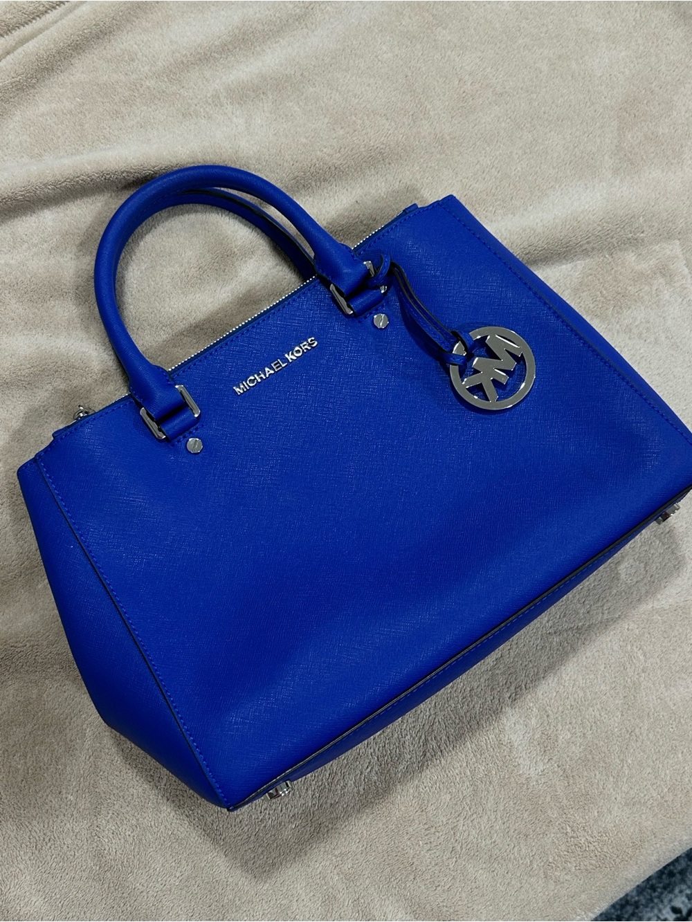 Michael Kors Saffiano Satchel in Electric Cobalt